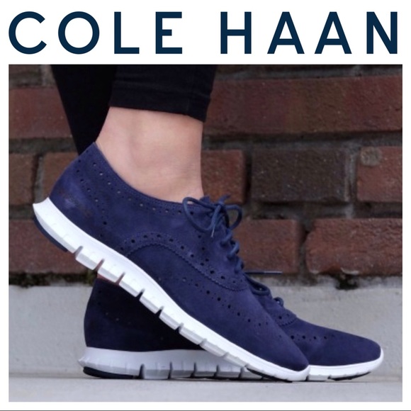 Cole Haan Suede ZeroGrand Wingtip Oxford Sneakers - Picture 2 of 12